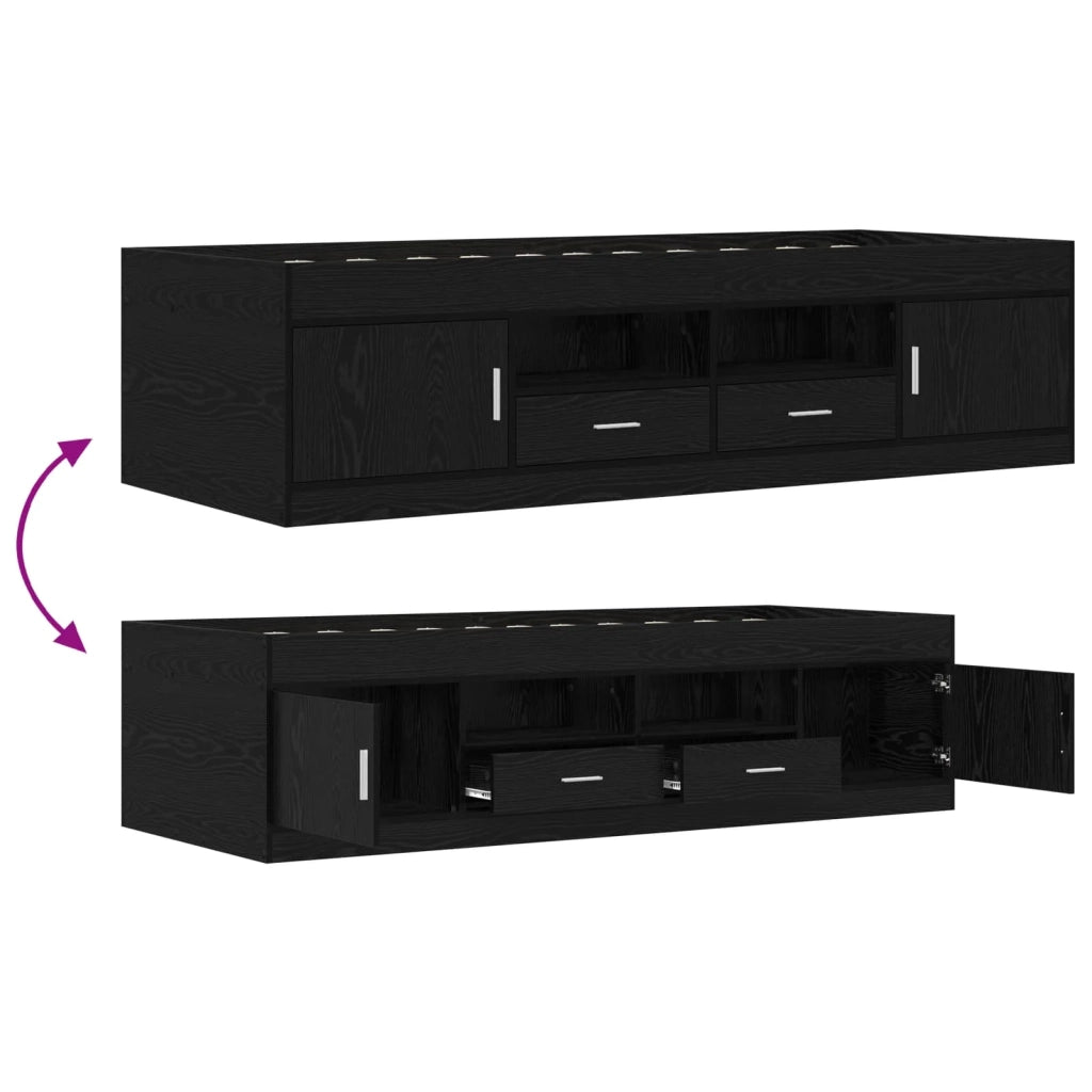 Telaio del letto con storage con porta Rovere Nero 80 x 200 cm 3429499