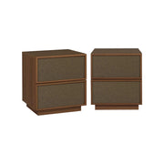 Set di 2 comodini decorati in legno e tessuto con 2 cassetti, 42x48