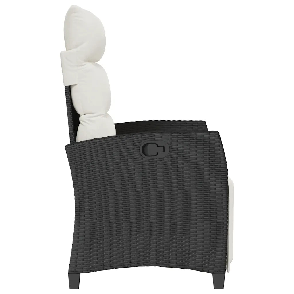 Sedia Reclinabile da Giardino | Sedie da Esterno con Tavolino Nera Polyrattan