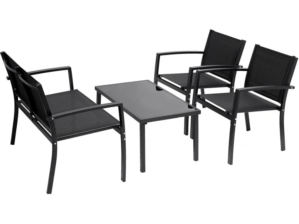 Salotto da giardino basso "Lino" - 4 posti - Nero