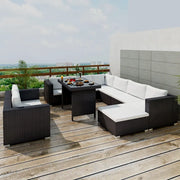 Set Divani da Giardino 10 pz con Cuscini in Polyrattan Nero 41878
