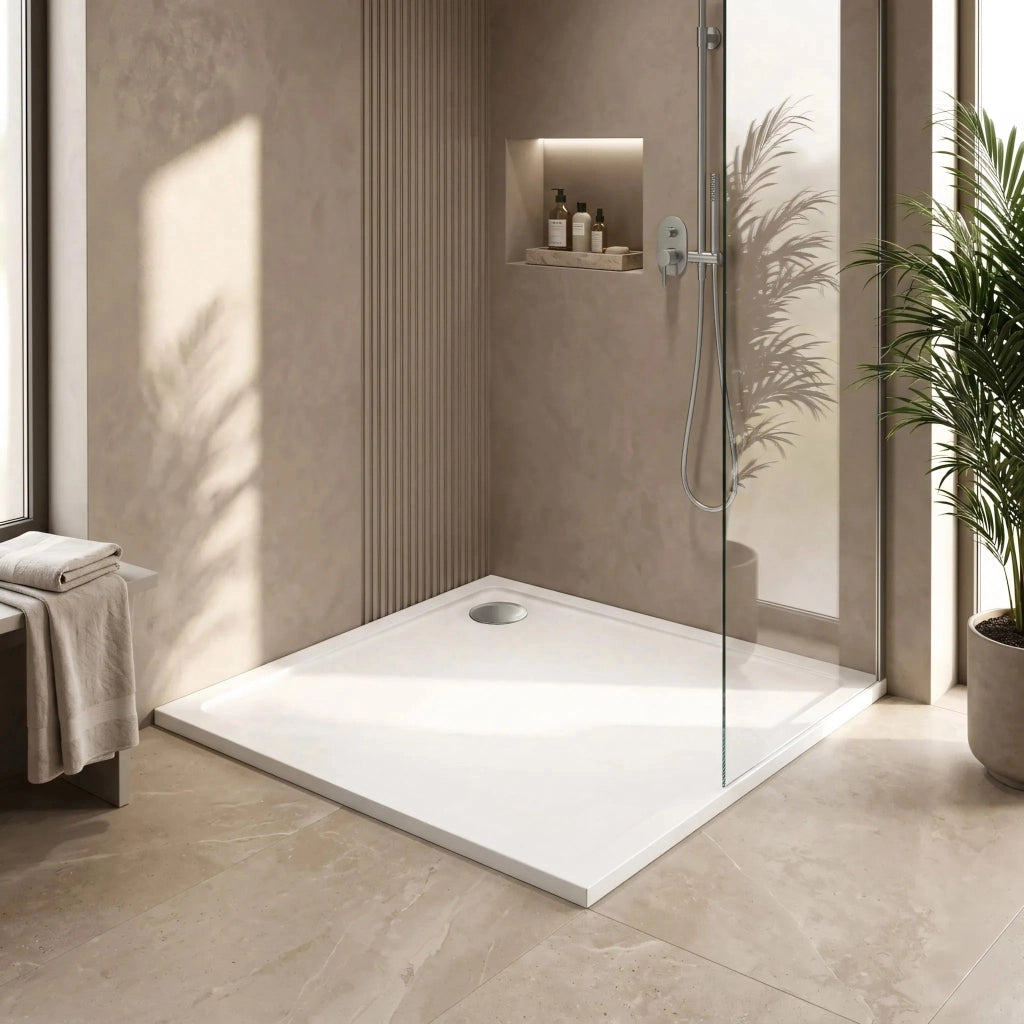 Piatto Doccia Acrilico Rea Savoy White 80x80 Copertura rame spazzolato