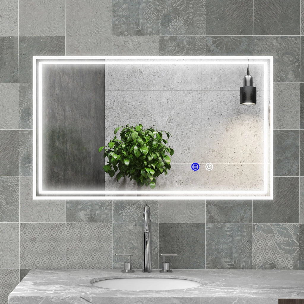 Specchio da bagno LED rettangolare ¨C Zephmum ¨C Bianco 100x60 cm