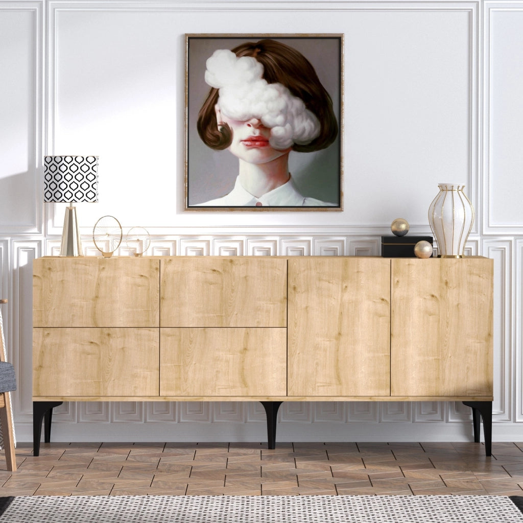 Credenza in legno "Laika" - 180 x 40 x 80 cm - Beige
