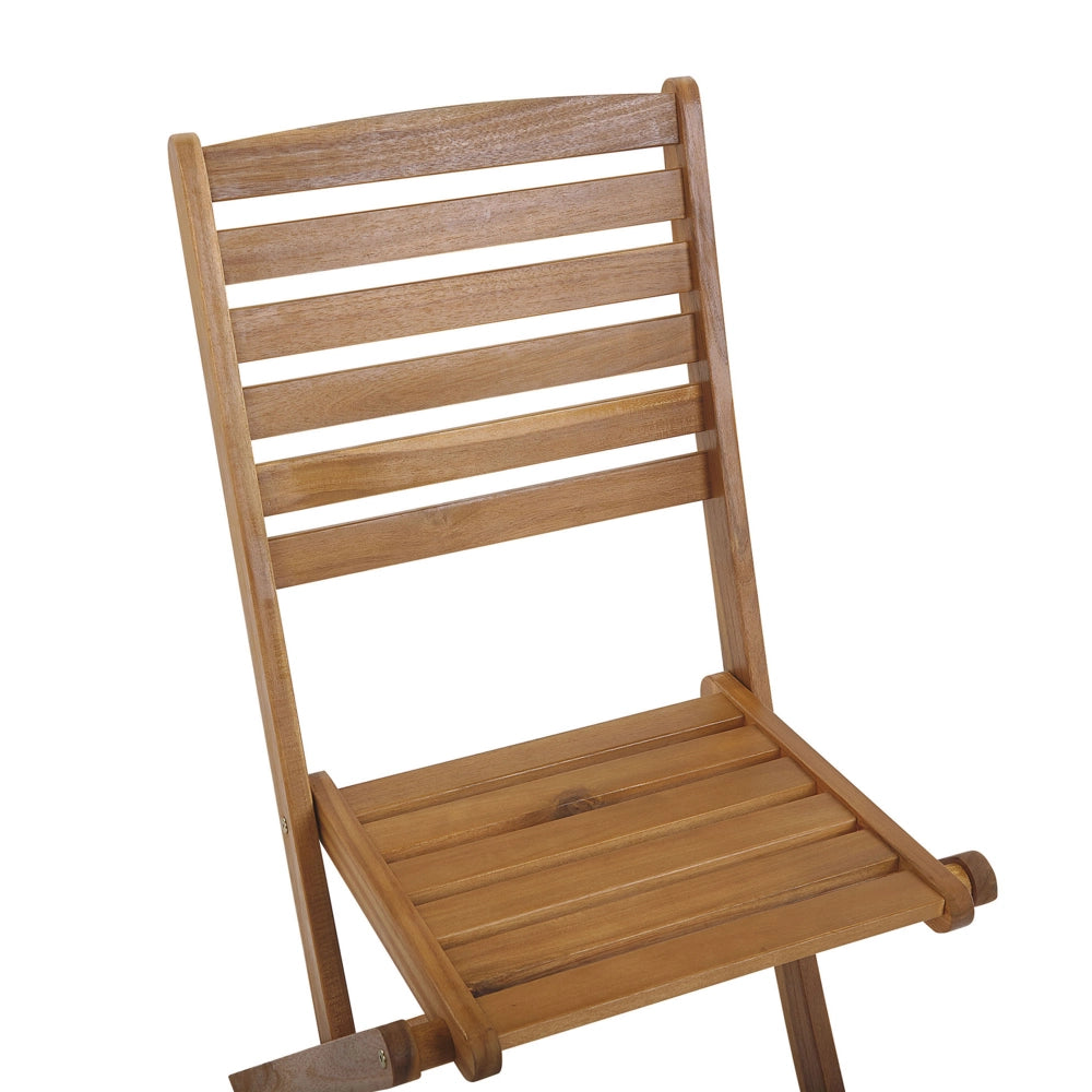 Set da pranzo da giardino in 7 pezzi Tavolo rotondo in legno di acacia chiaro e 6 sedie a doghe pieghevoli