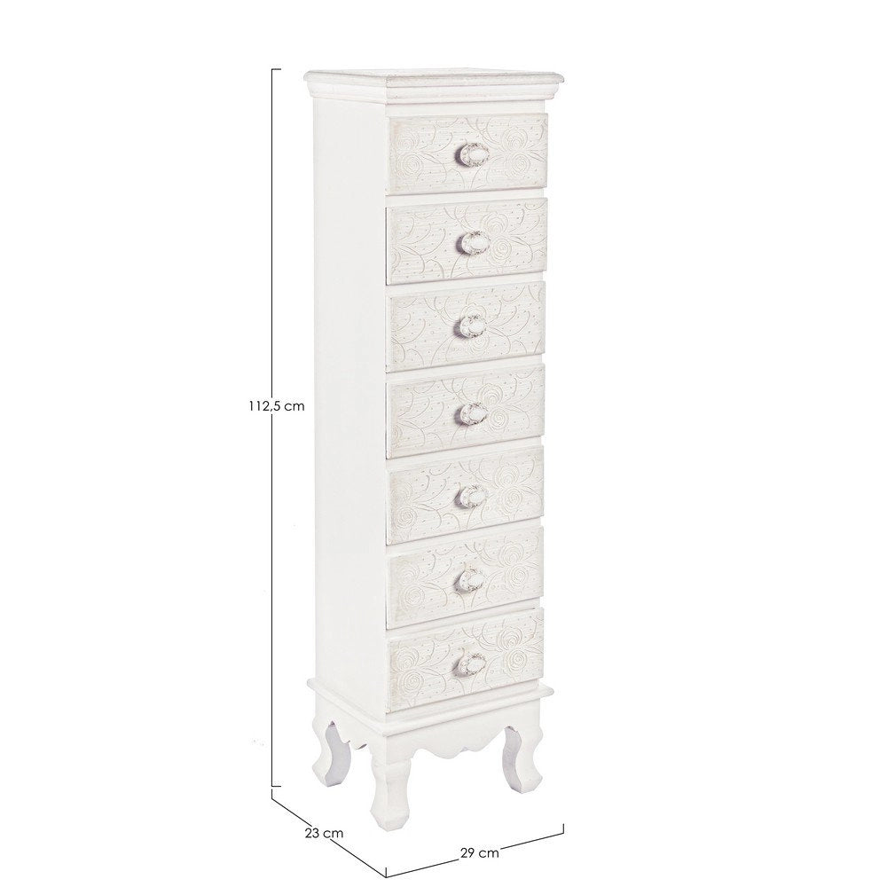 Cassettiera Legno Bianco Rustico da Interno - CLARA