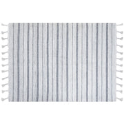 Tappeto bianco sporco 160 x 230 cm per soggiorno e camera da letto con frange a righe