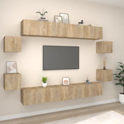 Set Mobili Porta TV 8pz Rovere Sonoma in Legno Multistrato cod mxl 67327