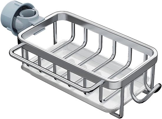 Caddy per Spazzola e Sfregiatore per Piatti con Cassetta per Acqua e Supporto per Gocce - Progettato per un Design Compattato e Spaziale in Alluminio - Massimizza la Conservazione - Ideale per la Spazzolatura dei Piatti e delle Posate