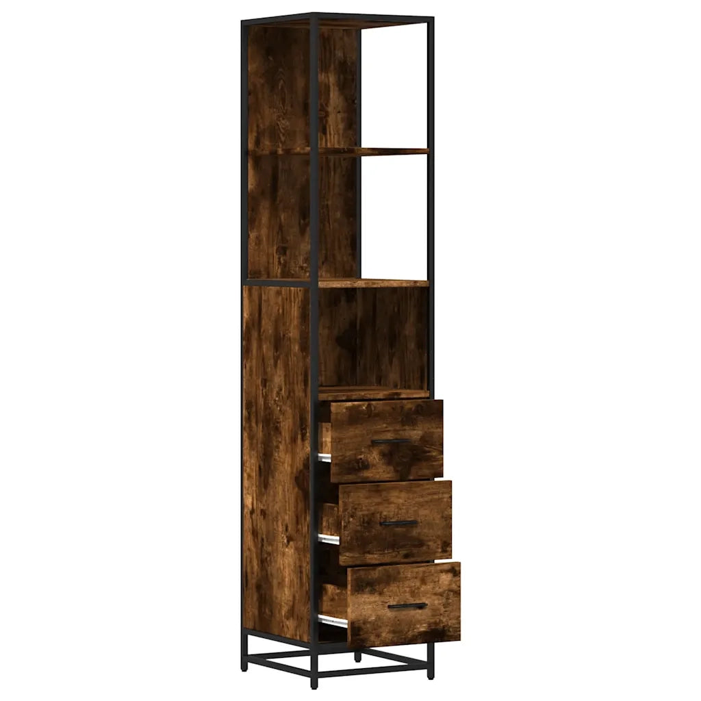 Armadietto Bagno | Armadio da bagno Rovere Fumo 35x37,5x166cm in Legno Multistrato