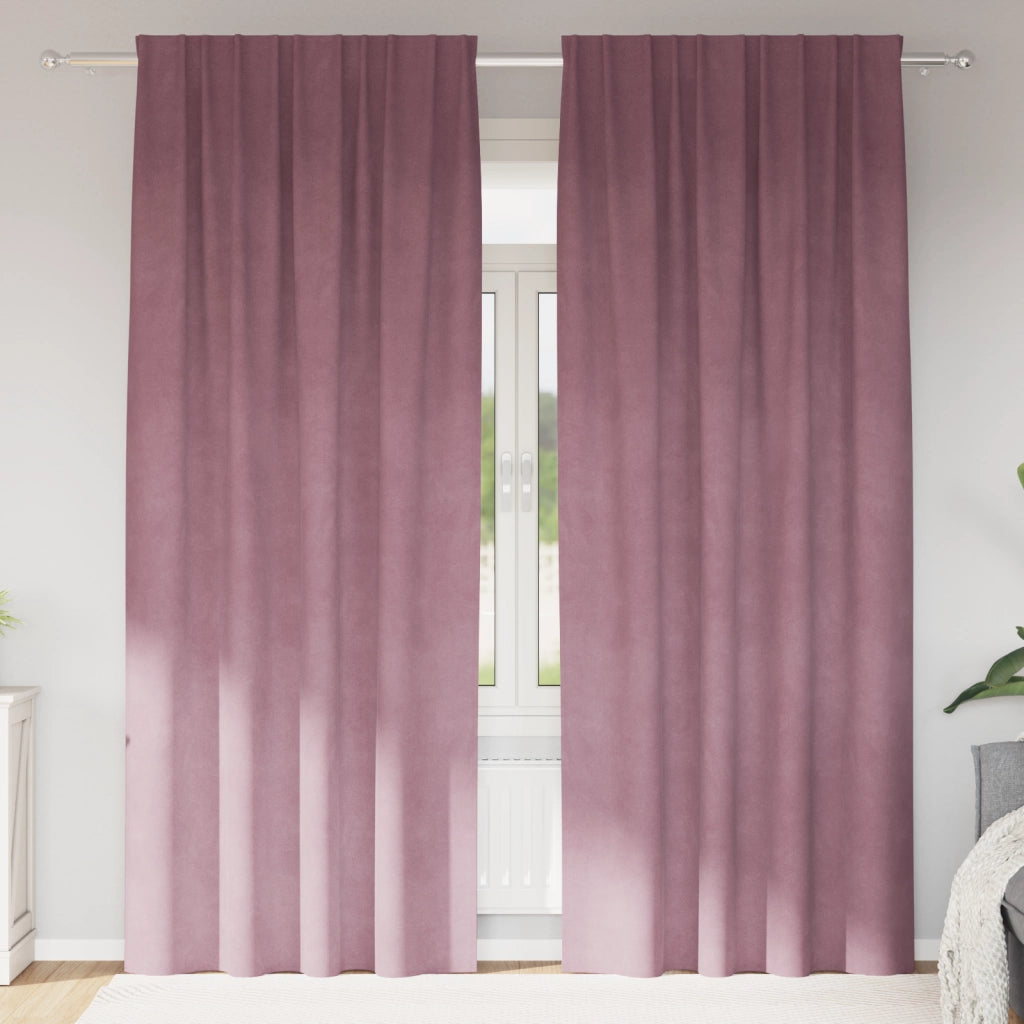 Tende Blackout  con nastri a nastro 2 pz in velluto rosa scuro