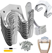 18 supporti per attrezzi da giardino, ganci, uncini singoli/doppii, supporto per attrezzi per garage, giardino, bicicletta con 30 viti e 1 chiave a vite