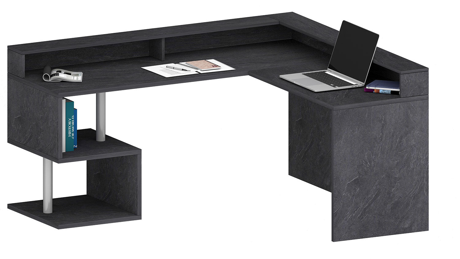 Scrivania Angolare a Giorno 181x160x60x92,5h cm Esse Report Grigio