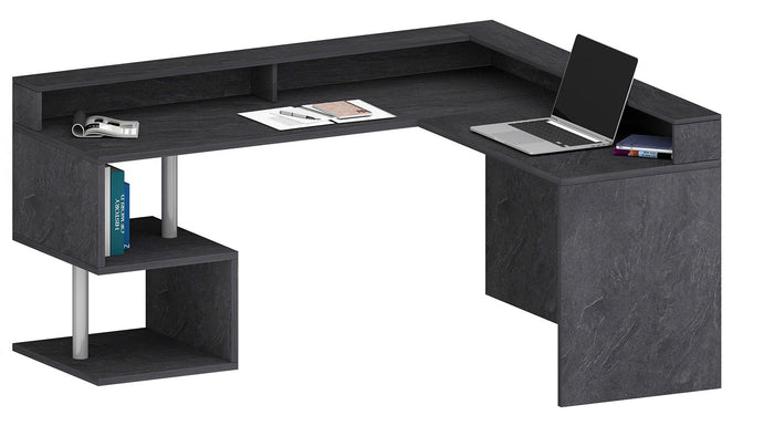 Scrivania Angolare a Giorno 181x160x60x92,5h cm Esse Report Grigio