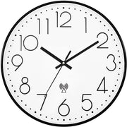 Cronografo a parete a controllo radio, 30 cm, orologio a parete silenzioso, facile da leggere, moderno, senza suono ticchettante, per camere in casa, cucina, camera da letto, ufficio, scuola (nero-bianco)