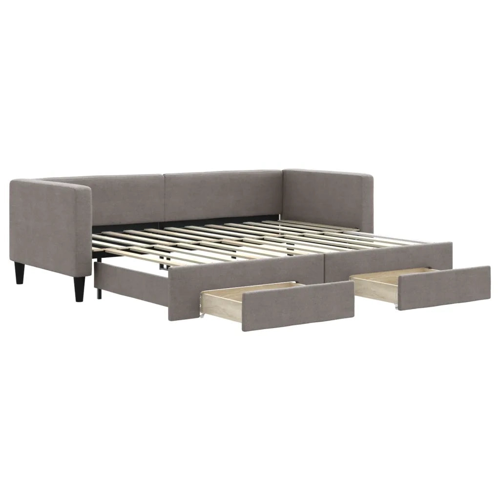 Divano Letto Estraibile con Cassetti-Sofa Letto-Daybed Tortora 80x200 cm Tessuto 328021