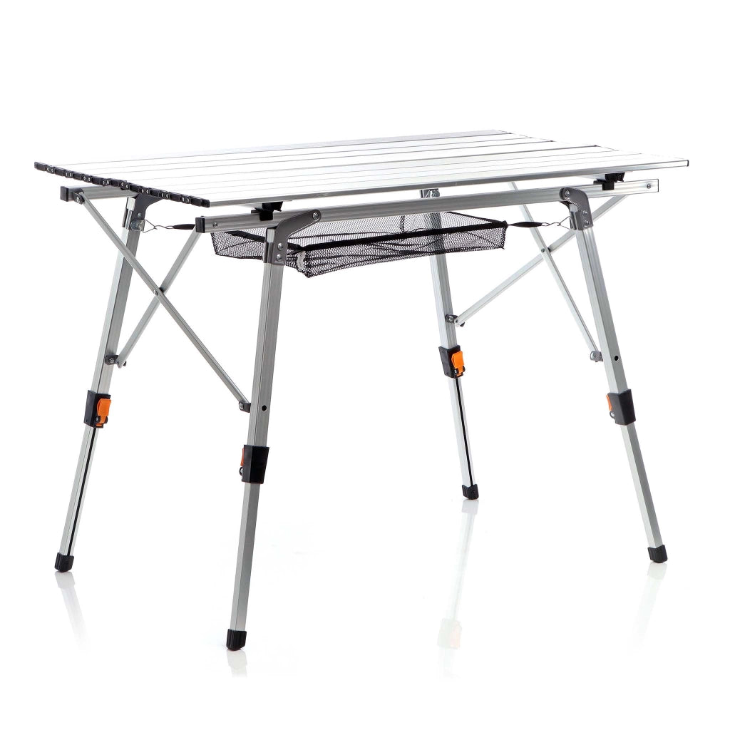Tavolo da campeggio pieghevole e multifunzione grigio 90x53cm in alluminio