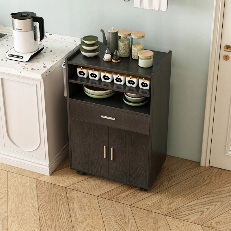 Armadio, carrello da cucina, cassettiera, tavolo, scaffale moderno mobile su ruote bianco