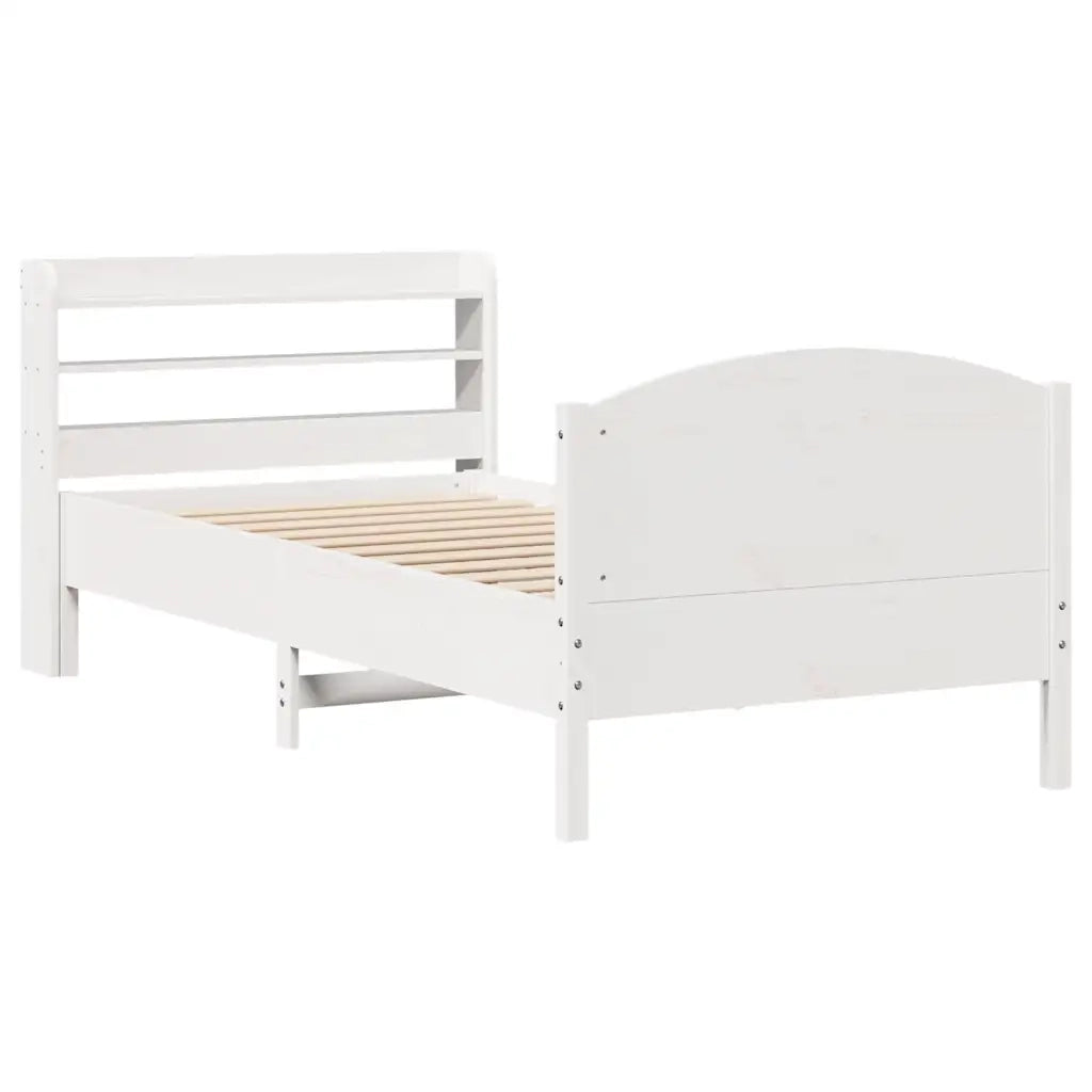 Letto senza Materasso Bianco 75x190 in Legno Massello di Pino 3306991