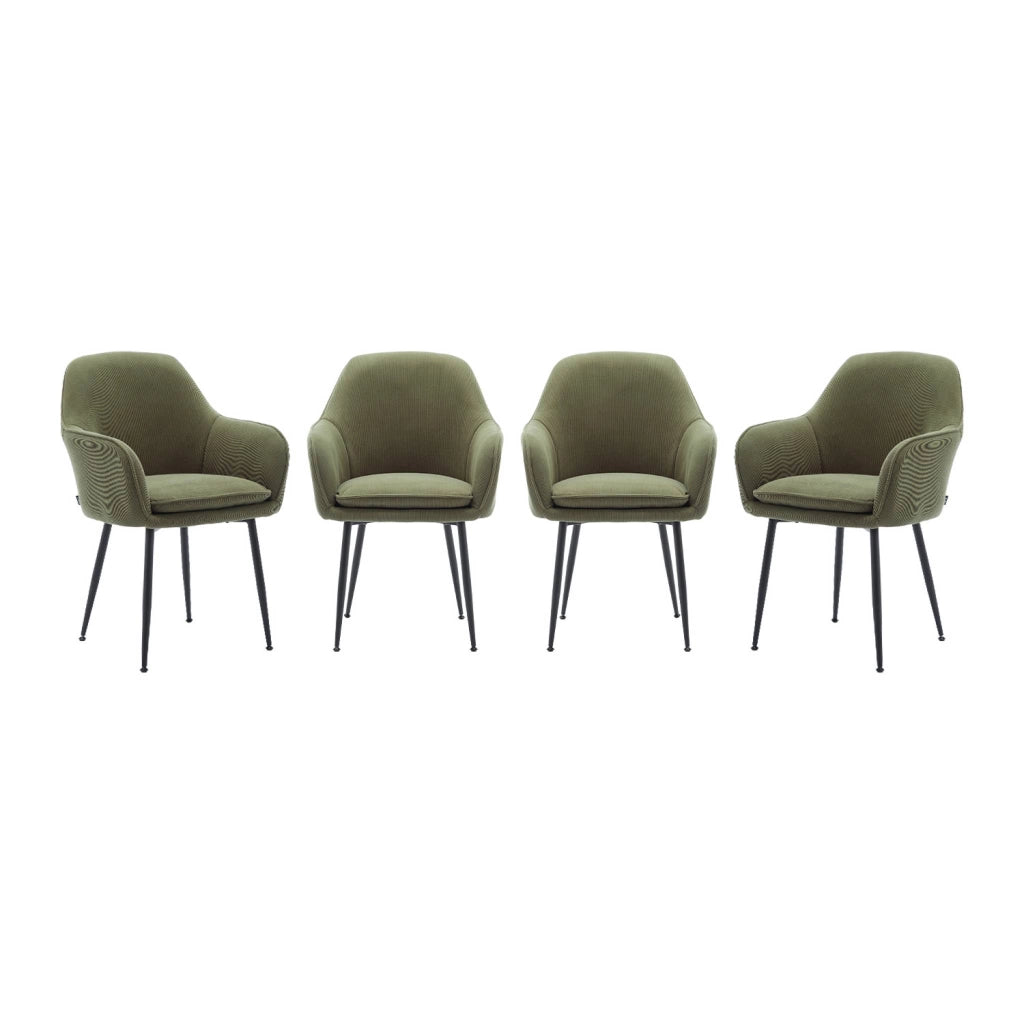 Set 4 poltrone in velluto a coste con gambe in metallo, cachi scuro