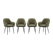 Set 4 poltrone in velluto a coste con gambe in metallo, cachi scuro
