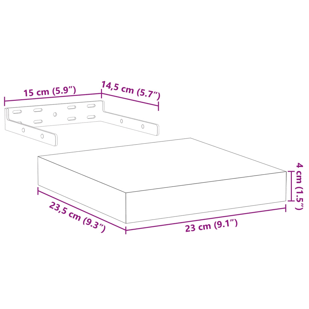 Mensola Pensili 4 pz 23x23,5x4 cm in Truciolato