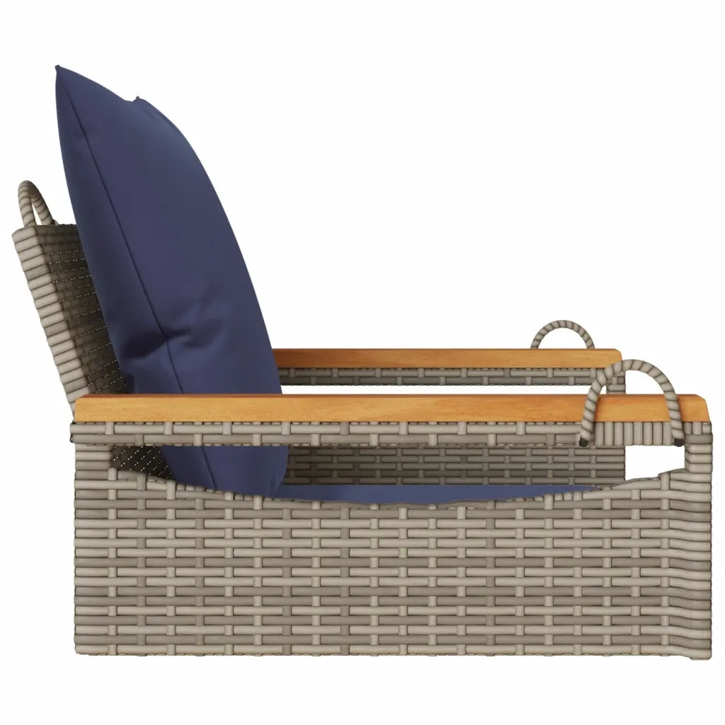 Panchina Dondolo con Cuscini Grigia 63x62x40 cm in Polyrattan 368168
