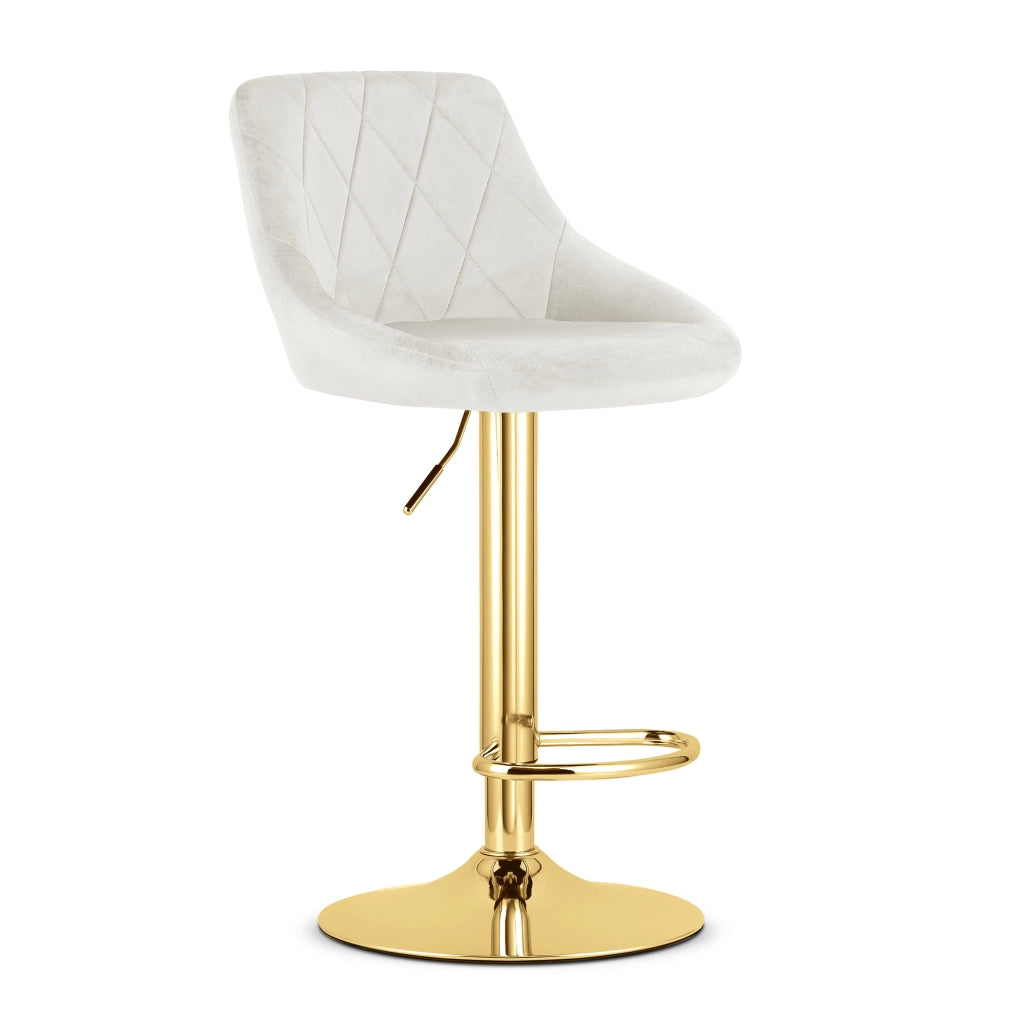 Sgabello girevole VALORA DAKA - Velluto beige con base dorata x 2