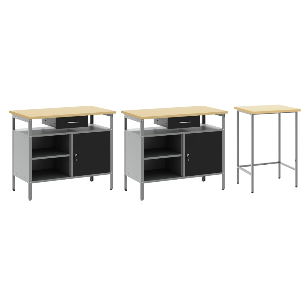 Set di Panchine da Lavoro in Acciaio Rosso
