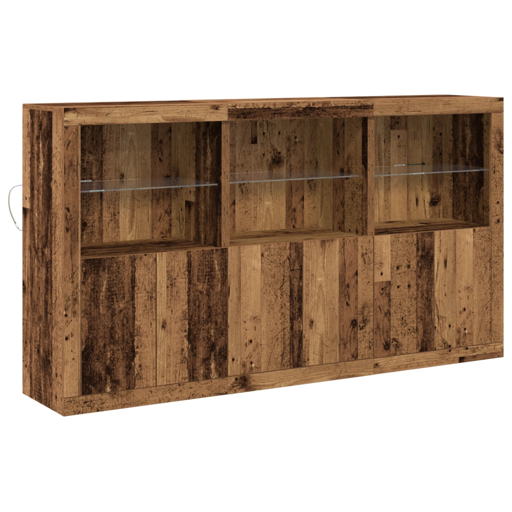 Credenza con Luci LED Legno Vissuto 181.5x37x100 cm Legno Tecnico
