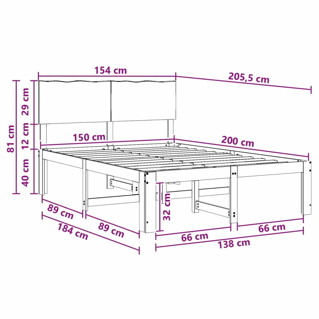 Letto matrimoniale con testiera ROSTOCK Naturale 150 x 200 cm 3405462