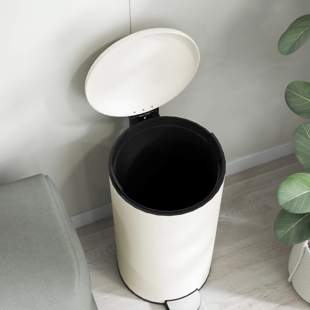 Cestino a pedale 30 L con coperchio silenzioso avorio