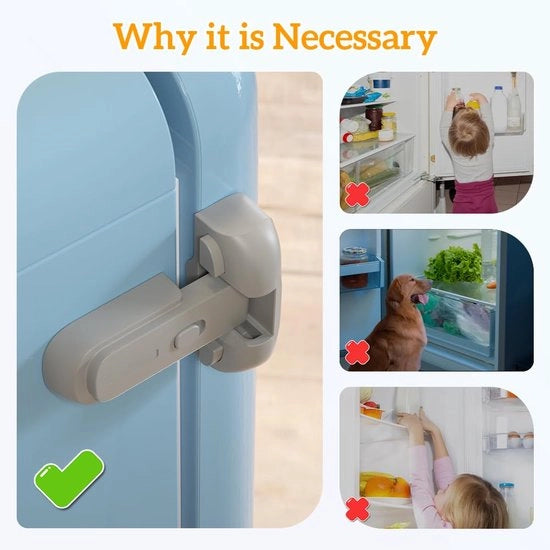 Set di sicurezza per frigorifero e congelatore per bambini 2 pezzi, blocco sicurezza frigorifero e congelatore per bambini, blocco sicurezza per piccoli bambini (grigio)