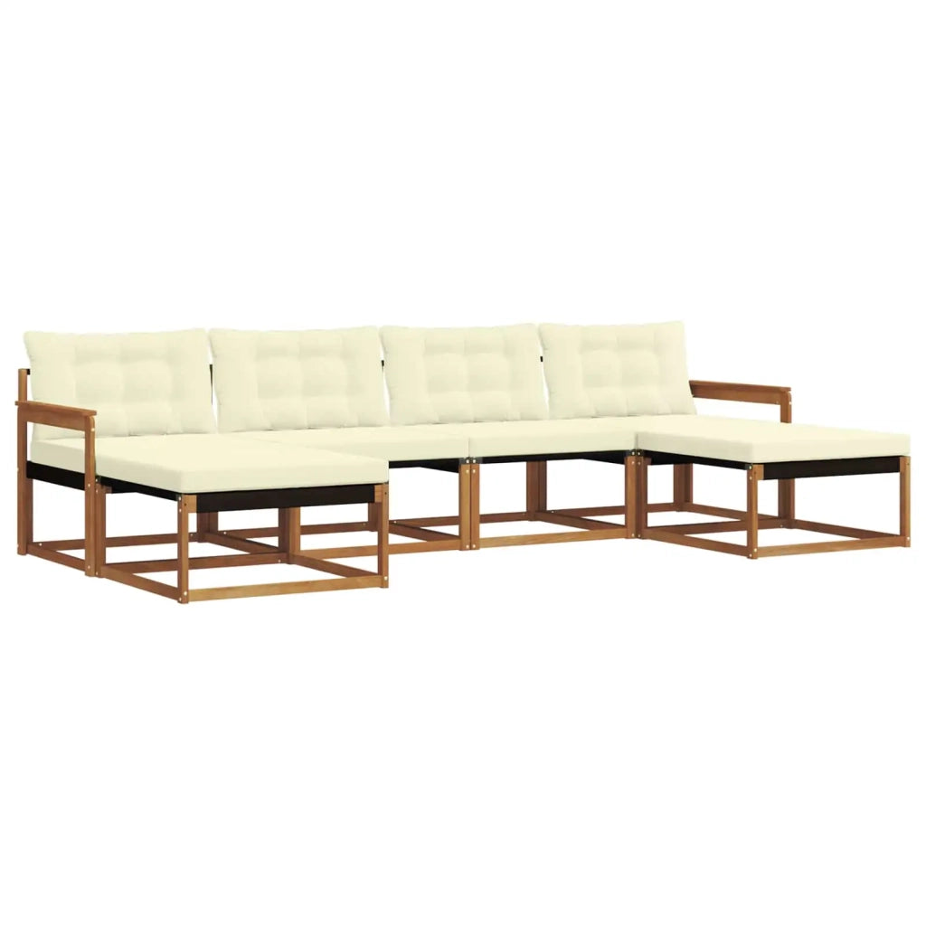 Set di divani da esterno con cuscino 6 pcs Naturale e Crema