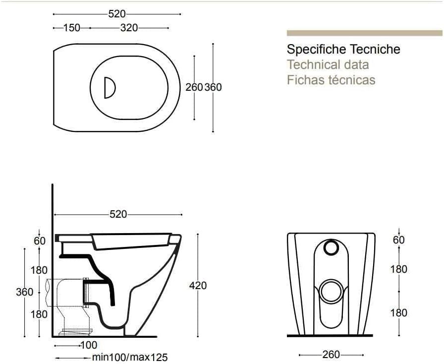 Sanitari filoparete senza brida Althea Cover in ceramica bianca wc+ bidet + sedile soft close slim