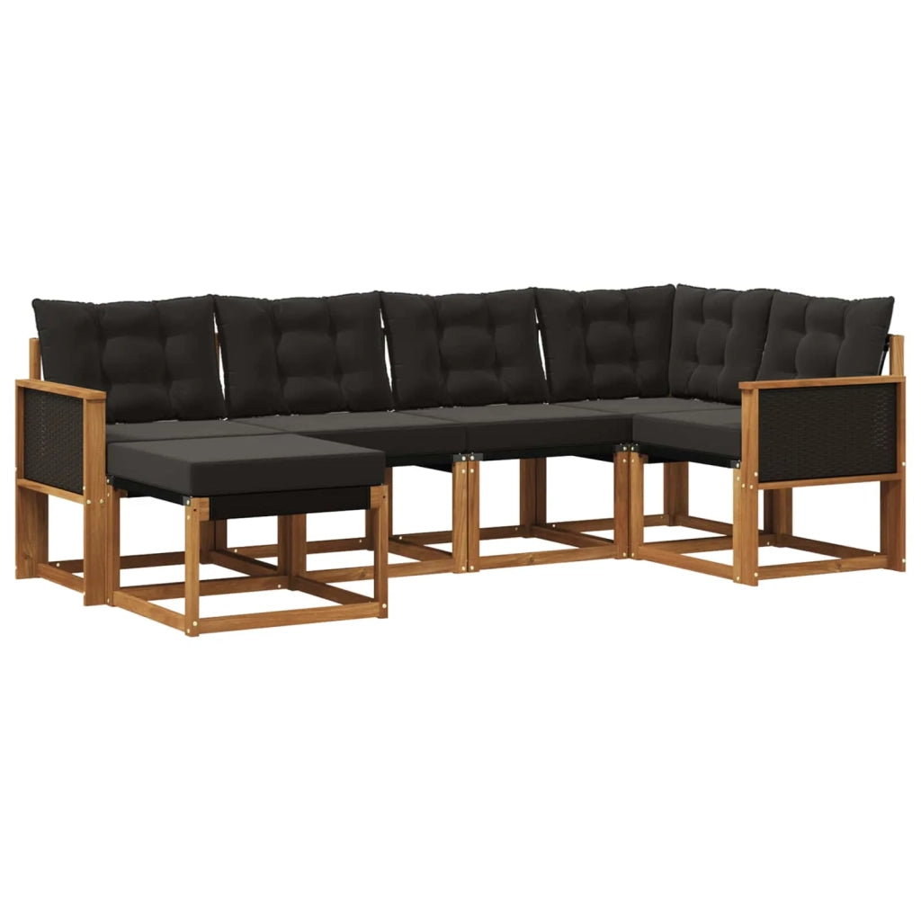 Set di divani da esterno 6 pz Naturale e Nero 3382056