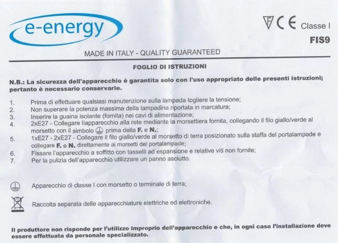 LENA LAMPADA PLAFONIERA 2 LAMPADINE E27 40 CM