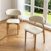Sedia da sala da pranzo ergonomica set da 2 con piedini antiscivolo e struttura in legno di quercia PU bianco