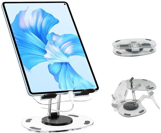 Sostegno per Tablet e Smartphone - Regolabile - Ripiegabile - 360° Girevole - Antiscivolo in Silicone - Adatto per Tablet e Smartphone - Sostegno per Tablet