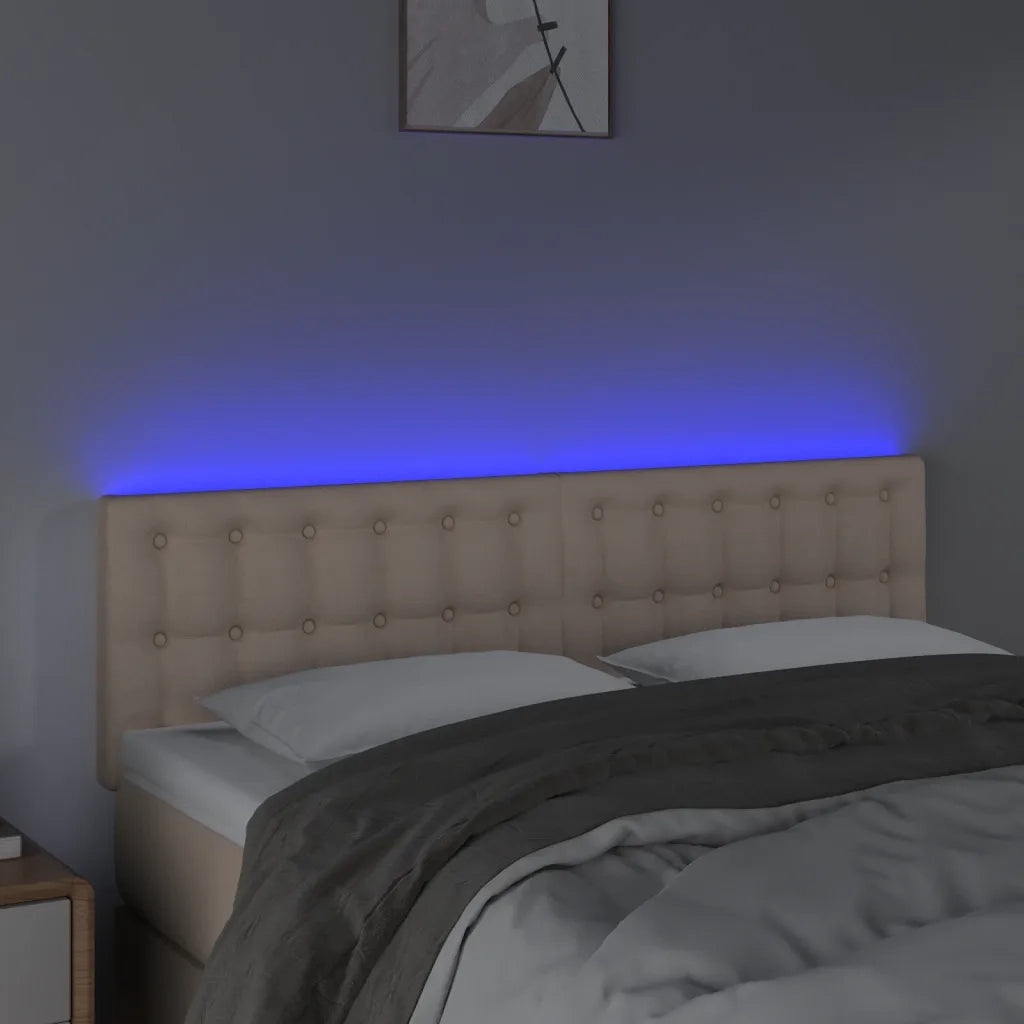 Testiera | Testata Cappuccino a LED 144x5x78/88 cm in Similpelle