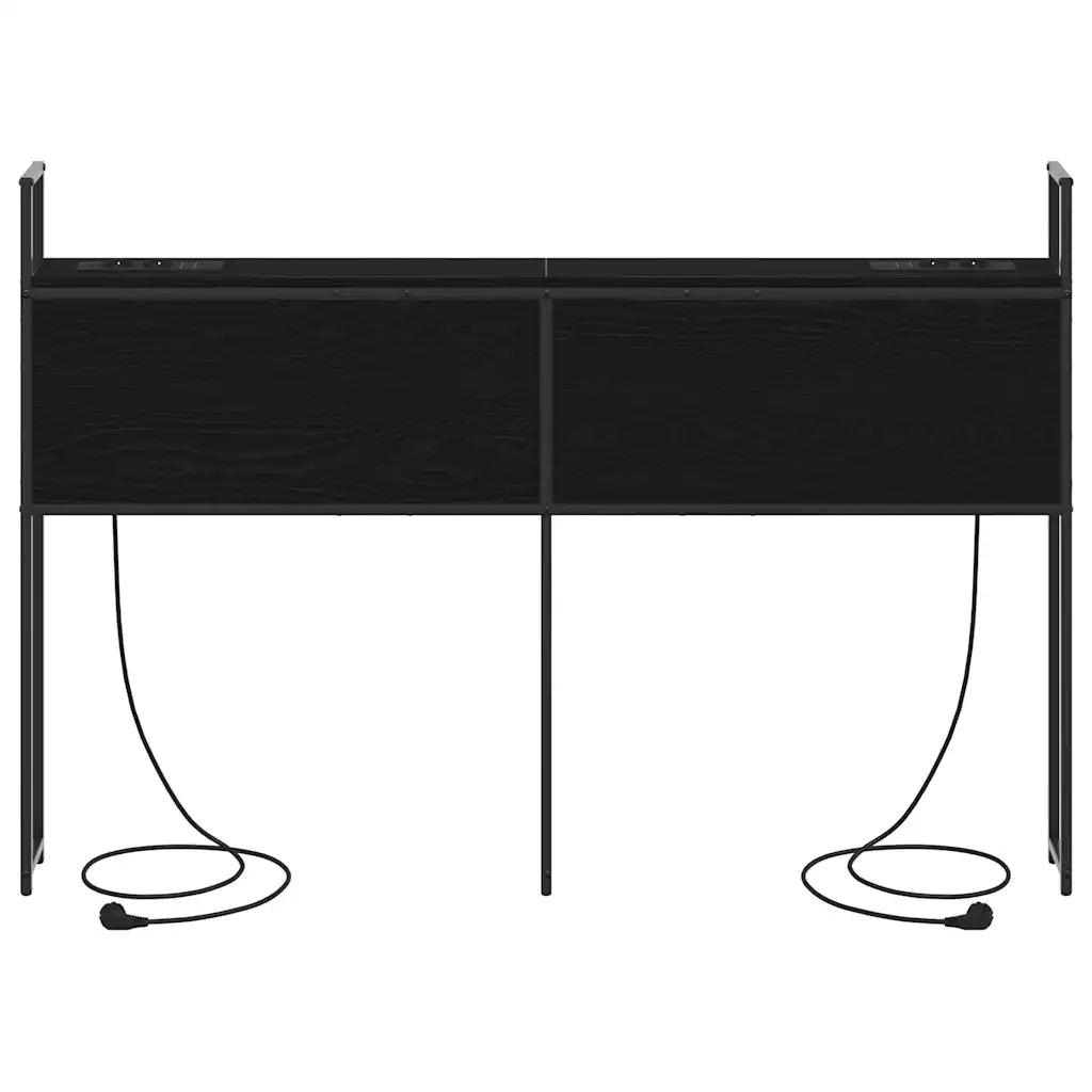 Testiera con Stazione di Carica e Storage-Testiera Multifunzionale-Testata Rovere nero 150 cm