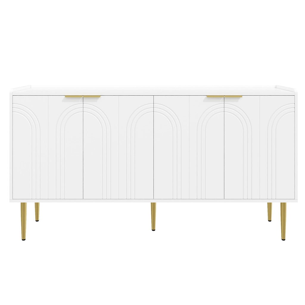 SIDEBOARD 140x38x75 cm MDF Bianco con 4 ante e ripiani regolabili