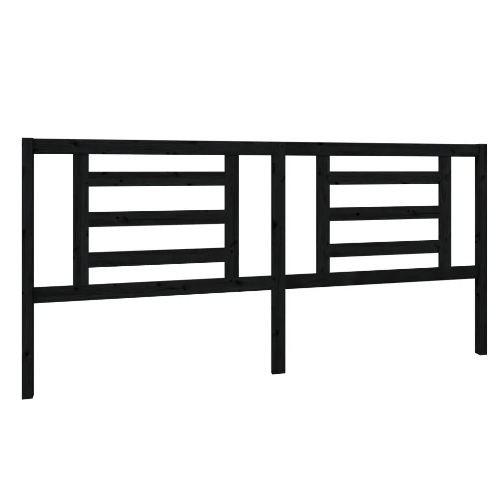 Testiera | Testata per Letto Nera 206x4x100 cm in Legno Massello di Pino