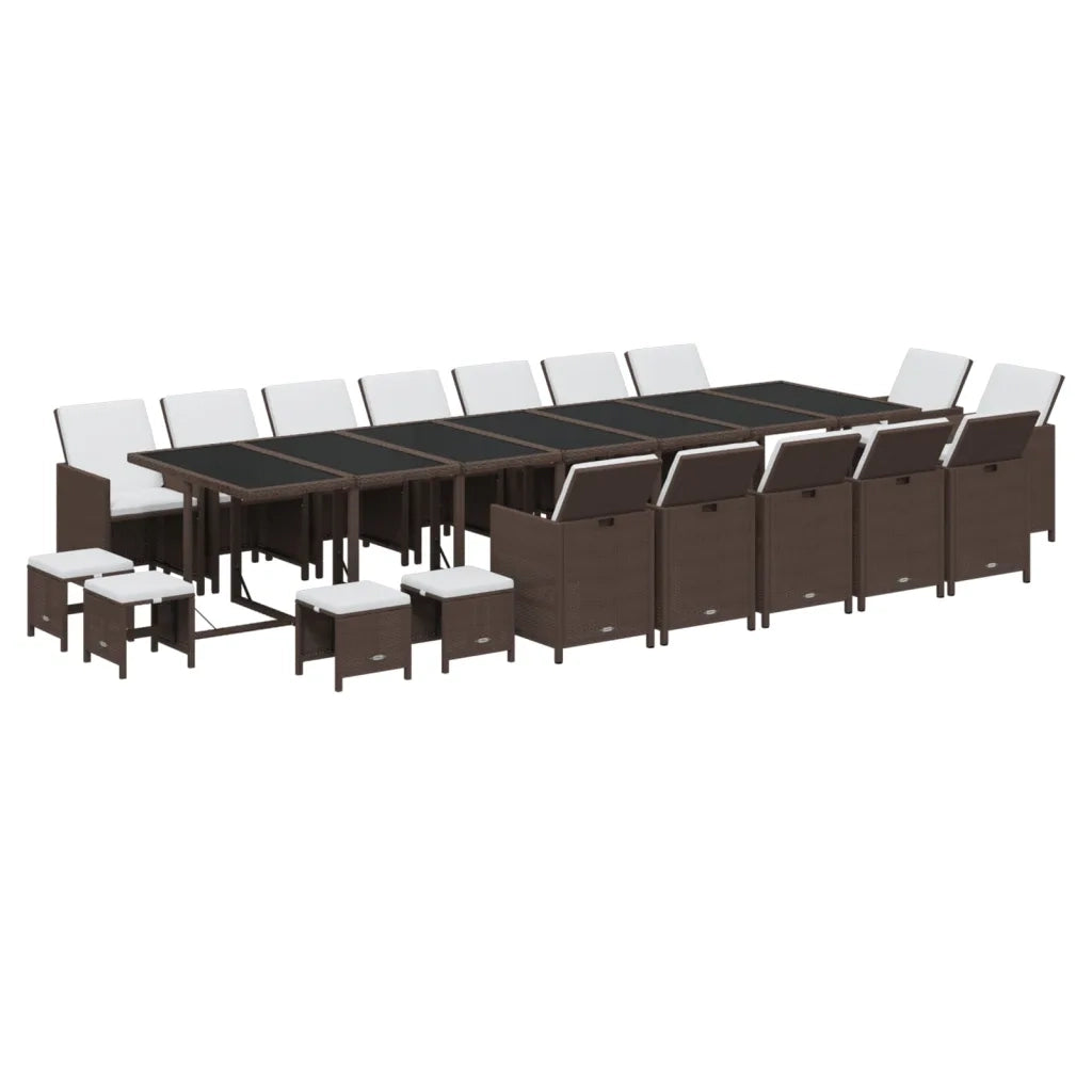 Set da Pranzo per Giardino 19 pz con Cuscini Polyrattan Marrone cod mxl 40264