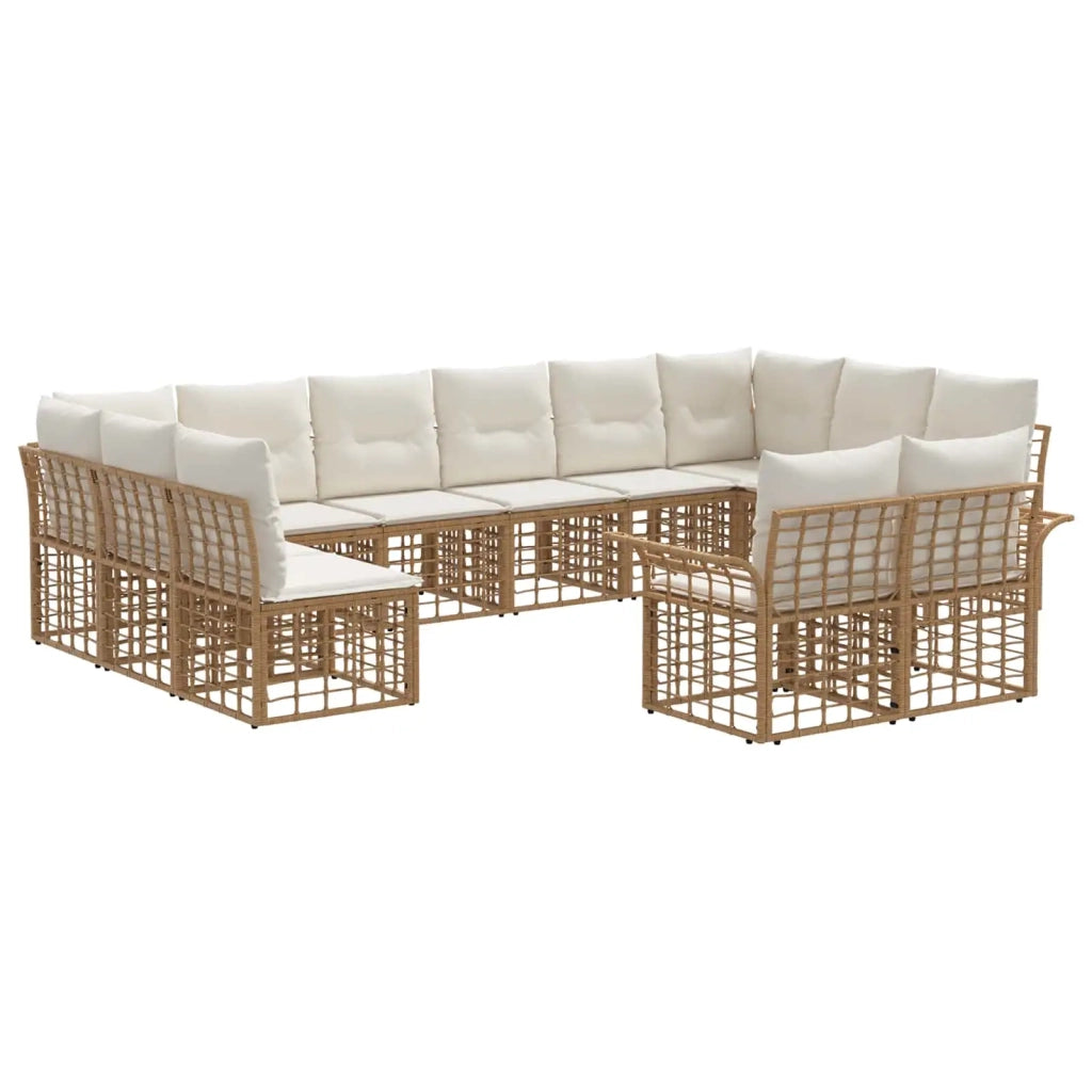 Set di divani da esterno 12 pcs Naturale e Bianco Crema 3437786