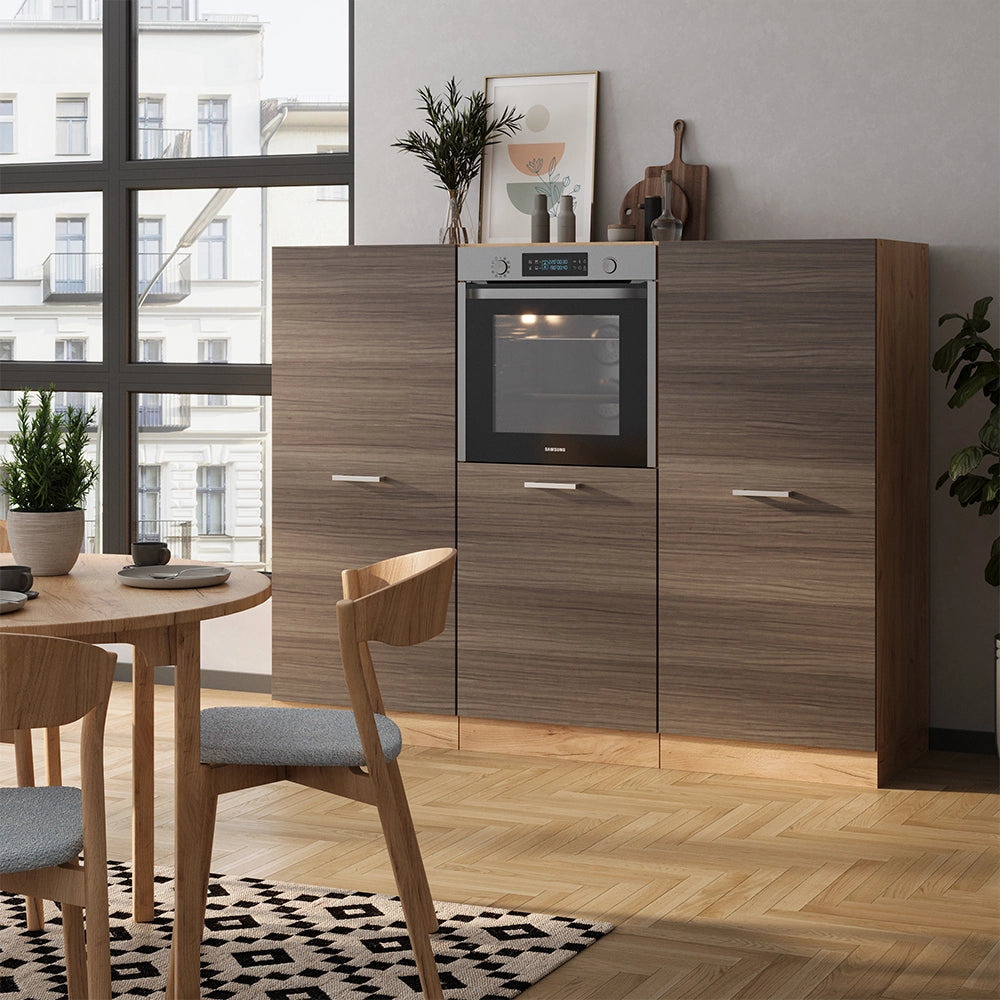 Vicco Cucine componibili piccole Grigio nobile/rovere dorato 180 cm senza piano di lavoro