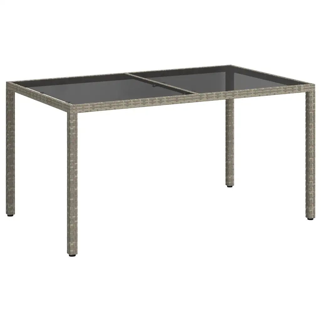Tavolo Giardino 150x90x75cm Vetro Temperato e Polyrattan Grigio 316708
