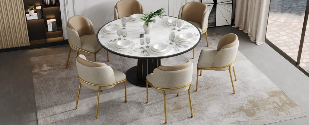 Sedia da Pranzo Moderna con Gambe Inclinati e Piedini Regolabili in PVC Beige e Khaki