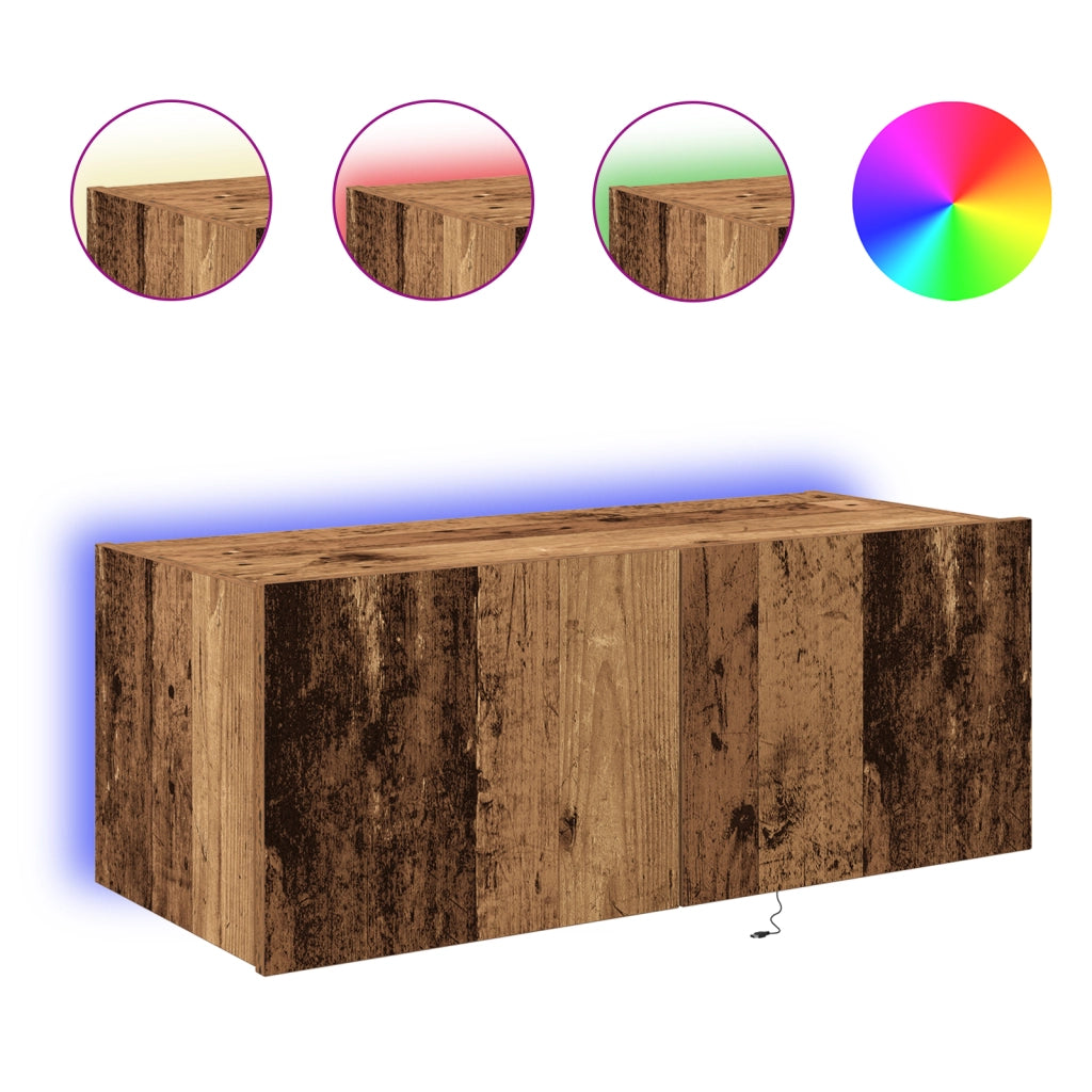 Cabinet TV  con luci LED Legno Vecchio 80x35x31 cm