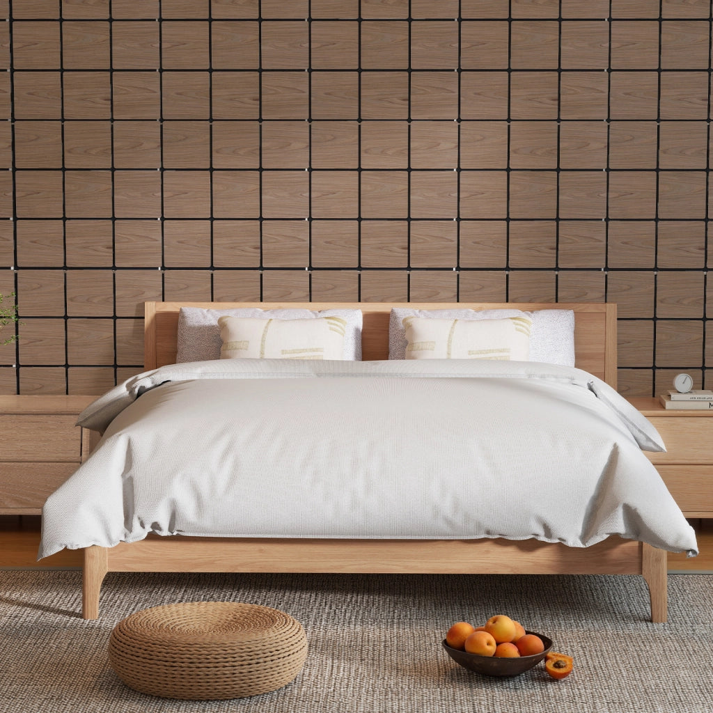 Set 4 pannelli acustici 62x62cm 9 tavole legno quadrate assorbente sonoro, Pannelli riduzione rumore decorazione soffitto parete